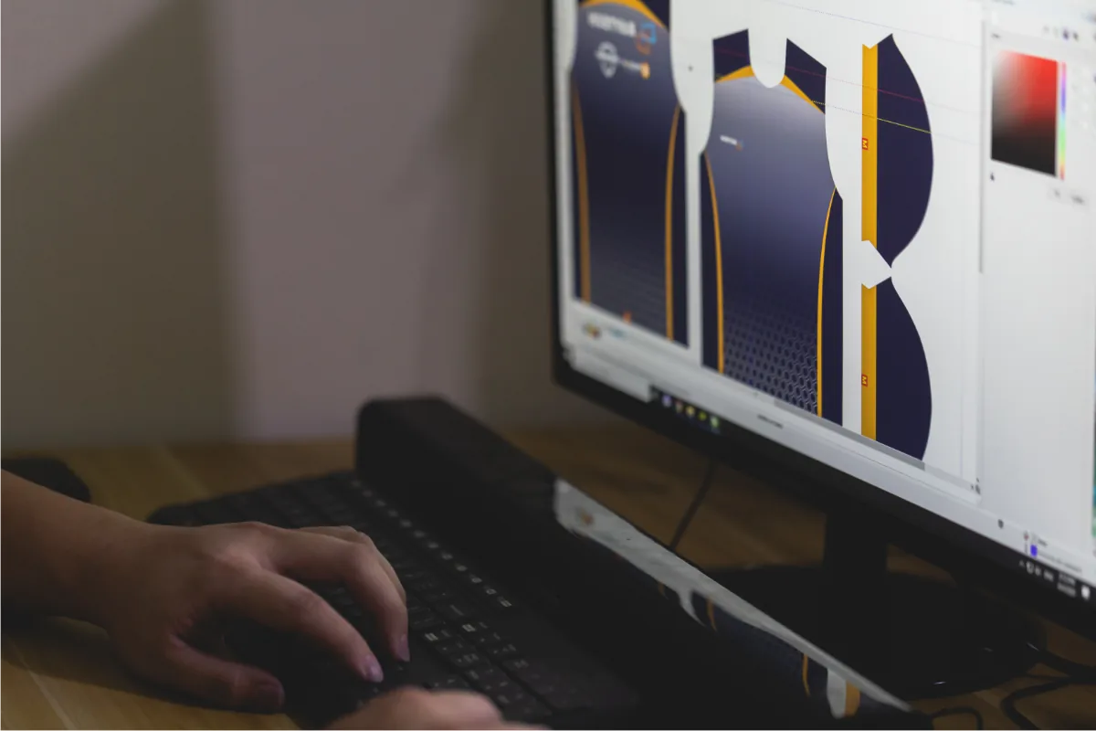 Garment artwork being prepared on a computer